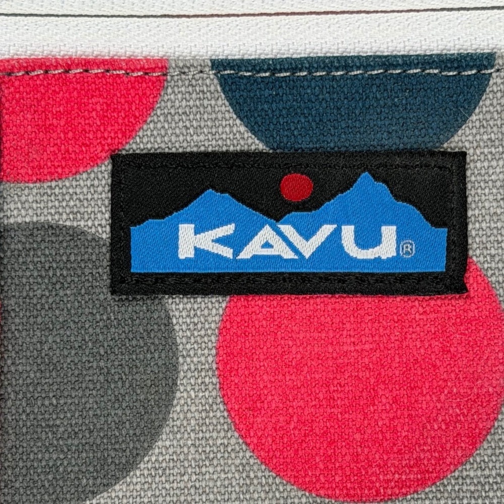 KAVU Keeper Crossbody Bag Grey Red Polka Dot Canvas Rope Strap Travel Purse - Picture 3 of 9